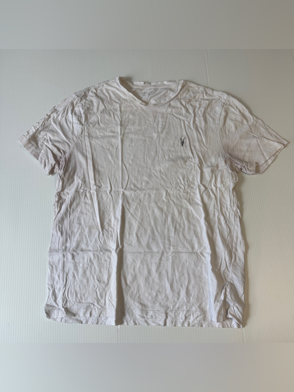 AllSaints Brace Tonic Crew T-Shirt XL White Ramskull Indie Sleaze Minimalist